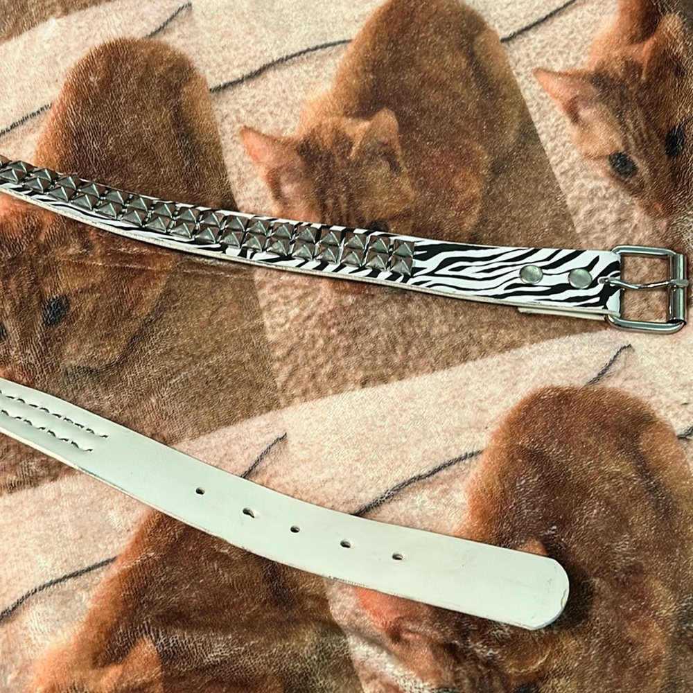 Studded zebra print belt